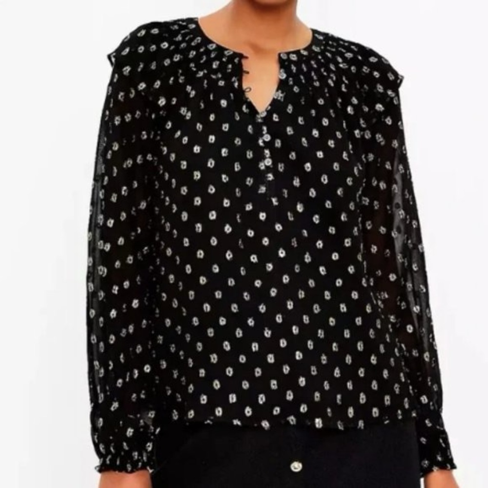 LOFT Metallic Shimmer Clip Dot Blouse